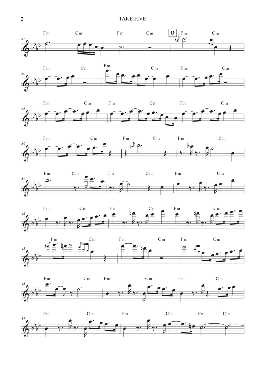 Take Five Take Five Bass Saxophone scores gallery preview page 2