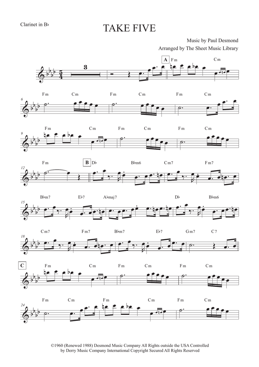 Take Five Take Five B-Flat Clarinet scores gallery preview page 1
