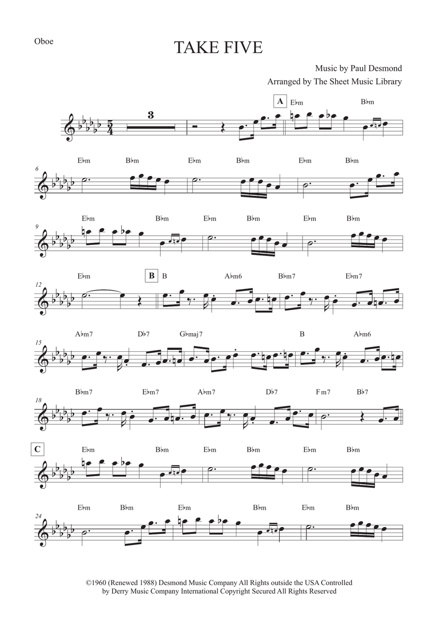 Take Five Take Five Oboe Solo scores gallery preview page 1