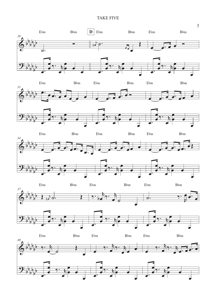 Take Five Take Five Piano Solo scores gallery preview page 3
