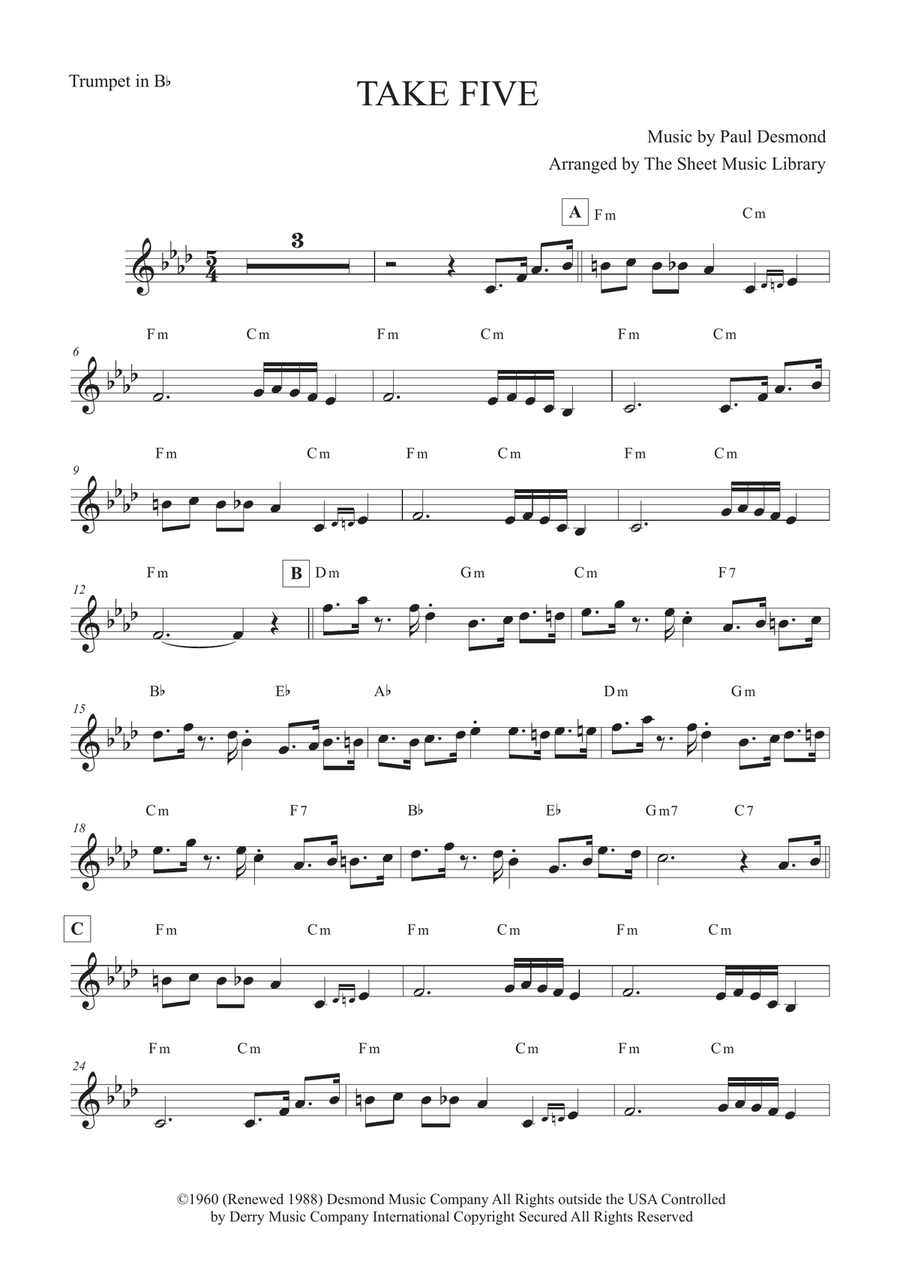Take Five Take Five B-Flat Trumpet scores gallery preview page 1