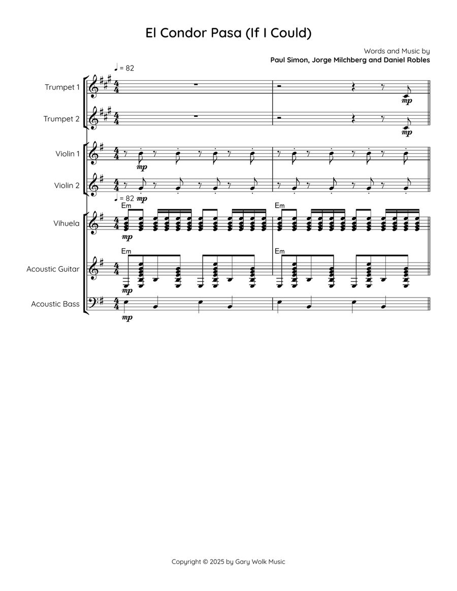El Condor Pasa (If I Could) Mariachi Band scores gallery preview page 1