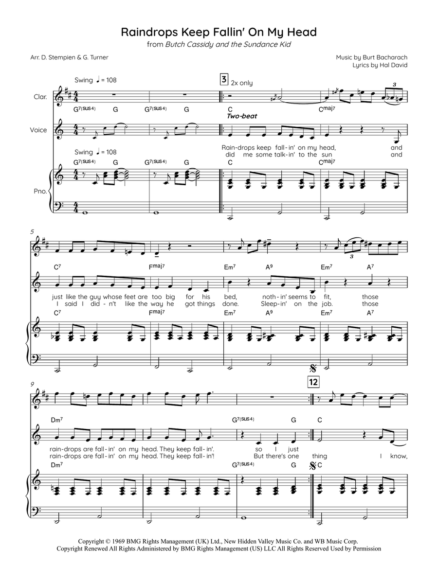 Raindrops Keep Fallin' On My Head Piano, Vocal scores gallery preview page 1