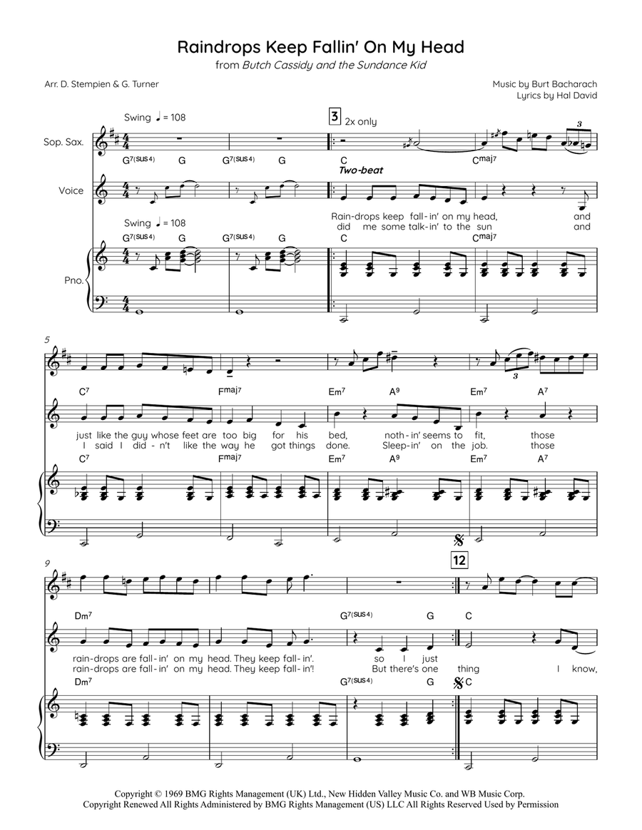 Raindrops Keep Fallin' On My Head Piano, Vocal scores gallery preview page 1