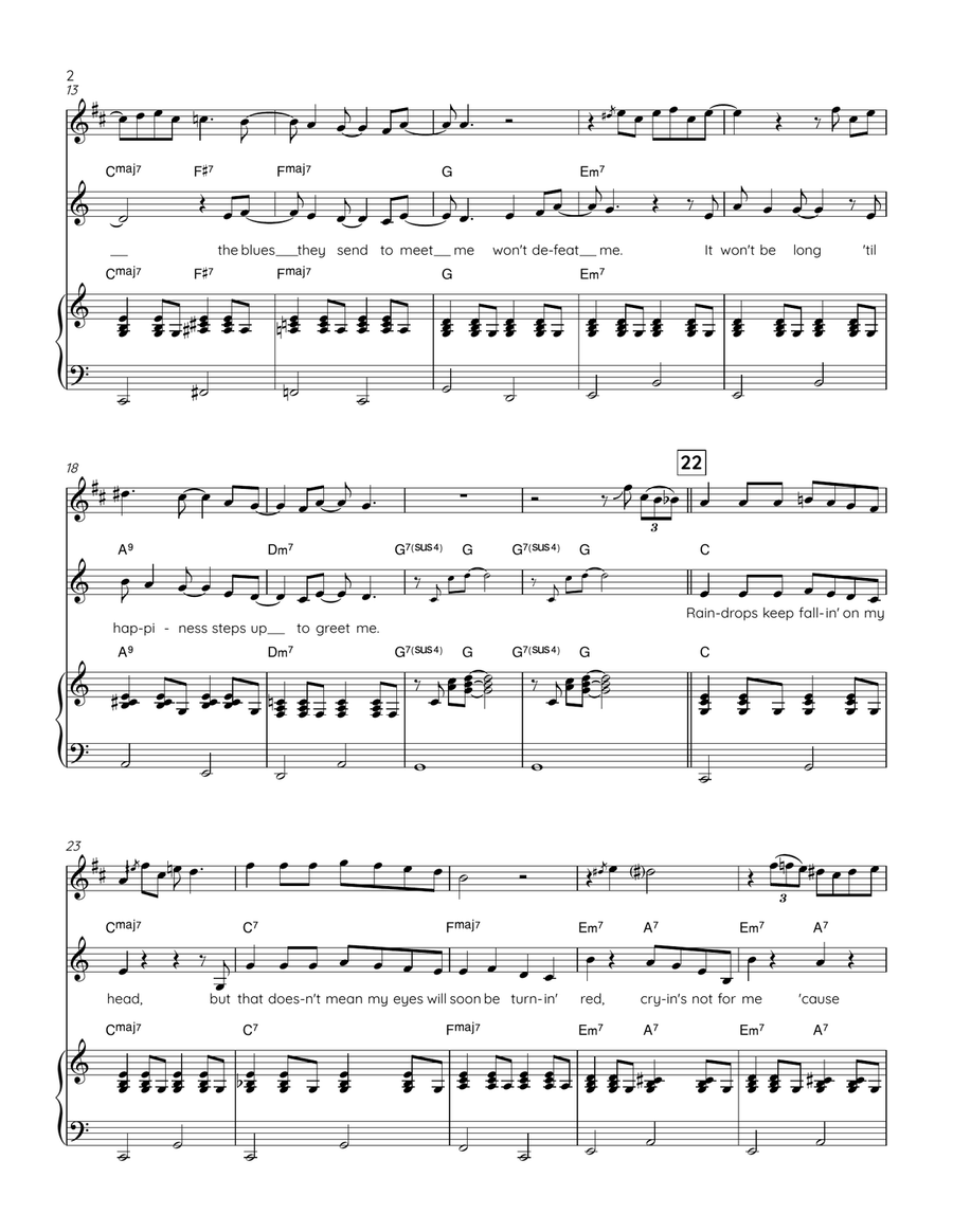 Raindrops Keep Fallin' On My Head Piano, Vocal scores gallery preview page 2