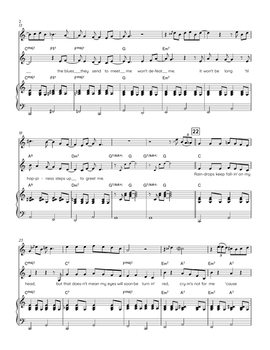 Raindrops Keep Fallin' On My Head Piano, Vocal scores gallery preview page 2