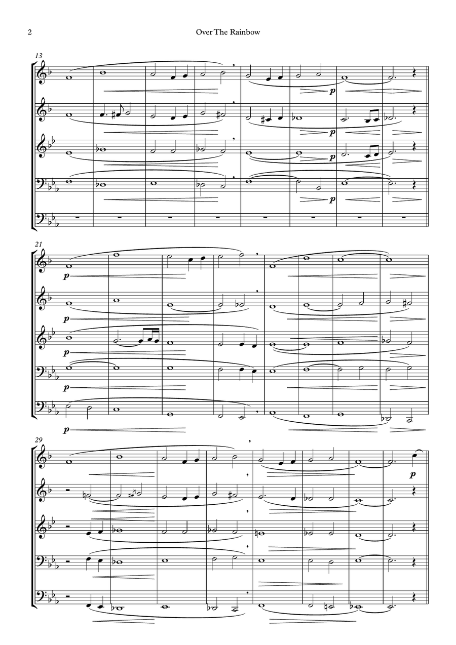 Over The Rainbow Brass Quintet scores gallery preview page 2