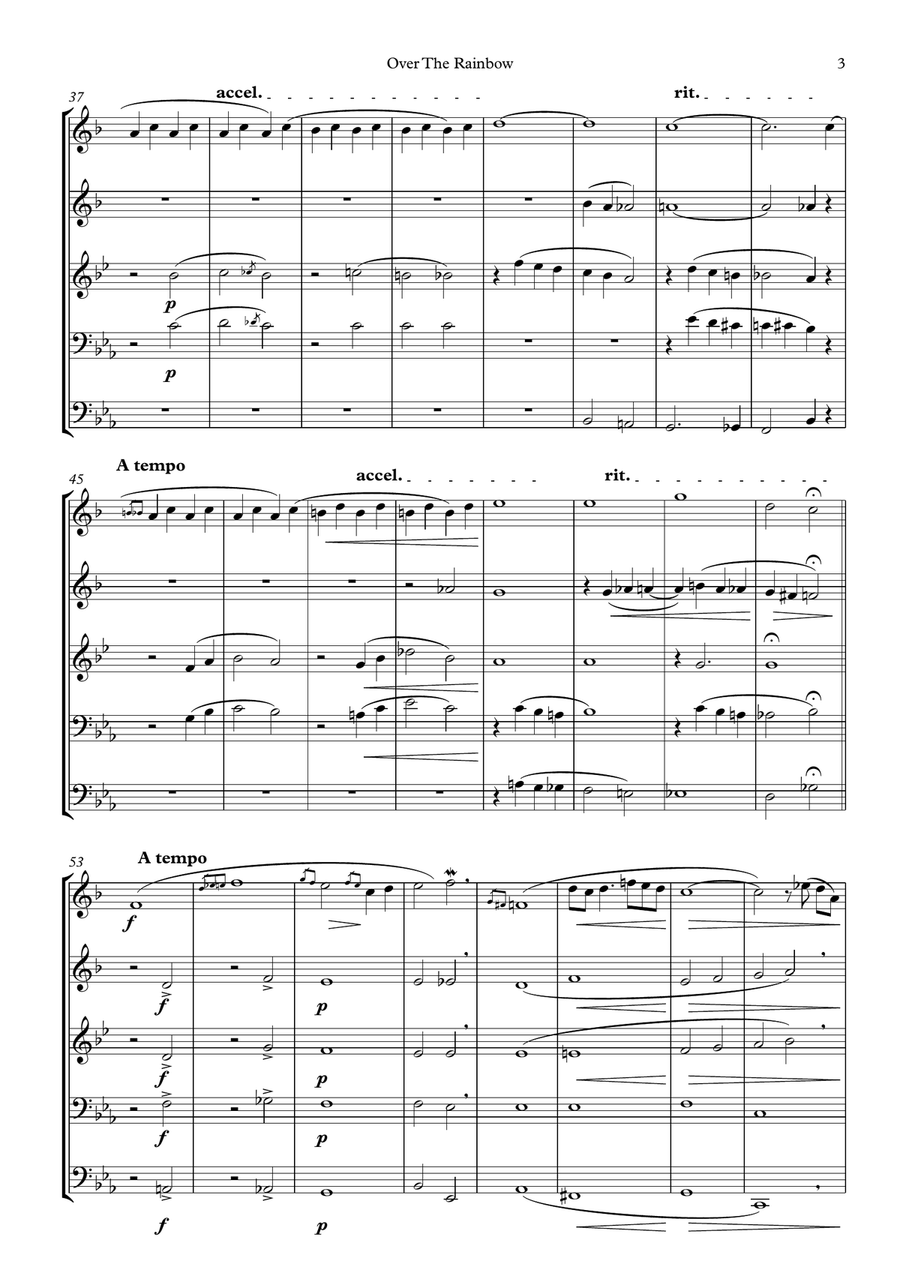 Over The Rainbow Brass Quintet scores gallery preview page 3