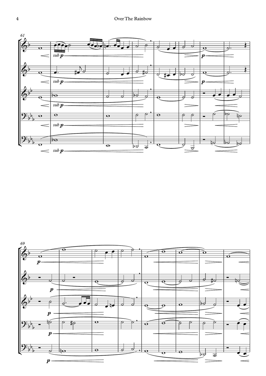 Over The Rainbow Brass Quintet scores gallery preview page 4