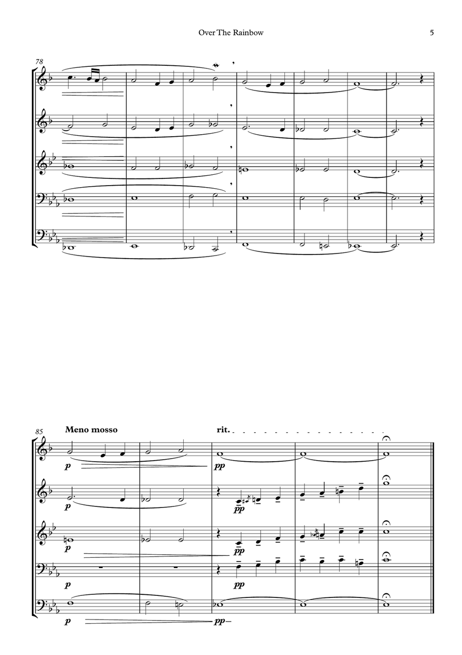 Over The Rainbow Brass Quintet scores gallery preview page 5