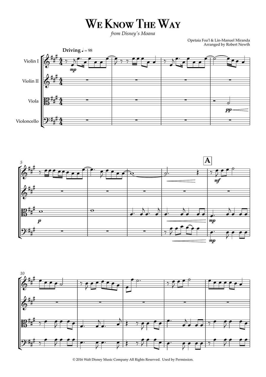 We Know The Way We Know The Way String Quartet scores gallery preview page 1