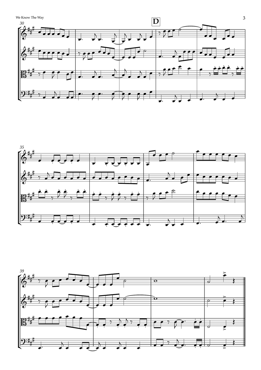 We Know The Way We Know The Way String Quartet scores gallery preview page 3