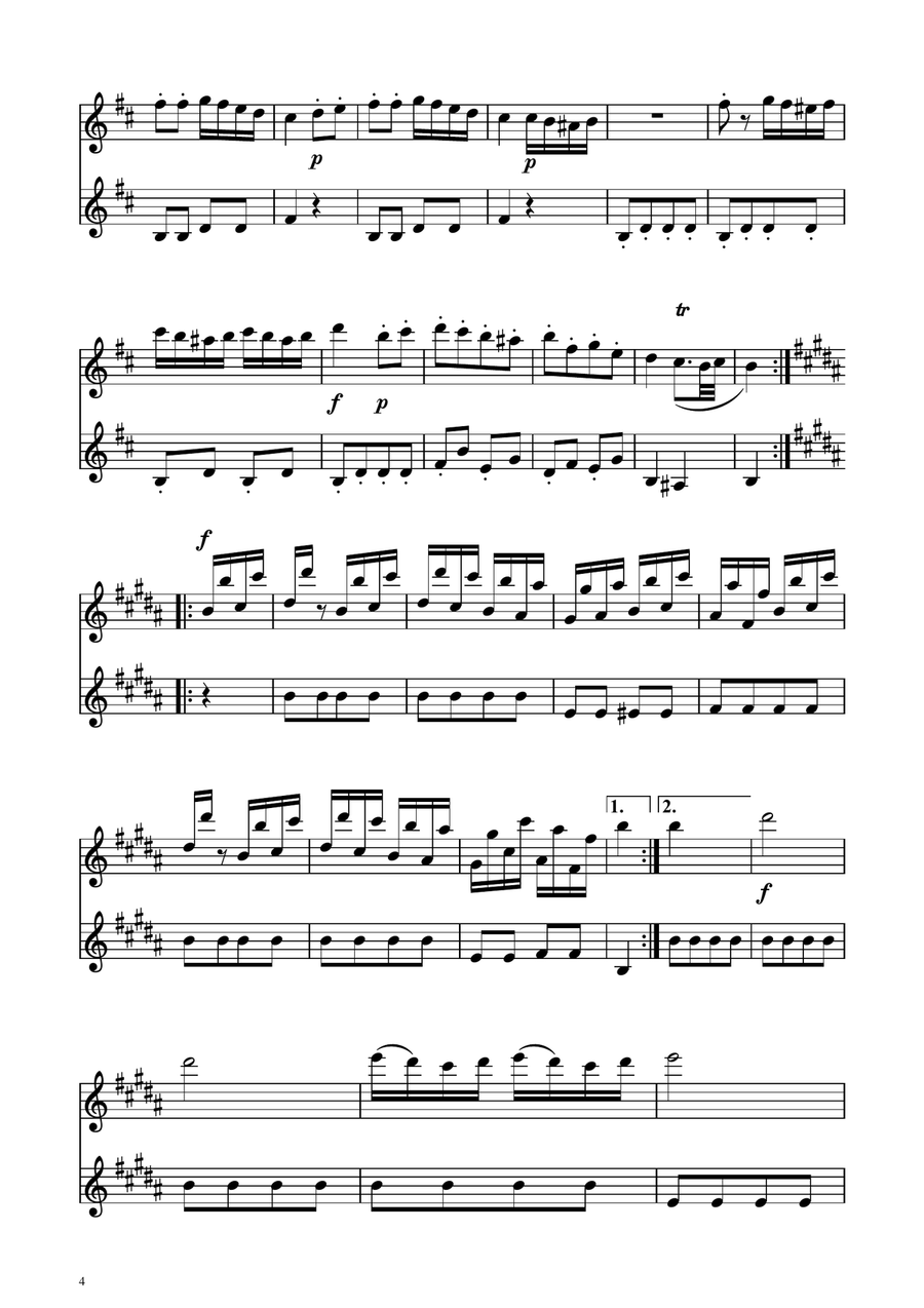 Turkish March - Clarinet and Bass Clarinet Duet Clarinet Duet scores gallery preview page 4
