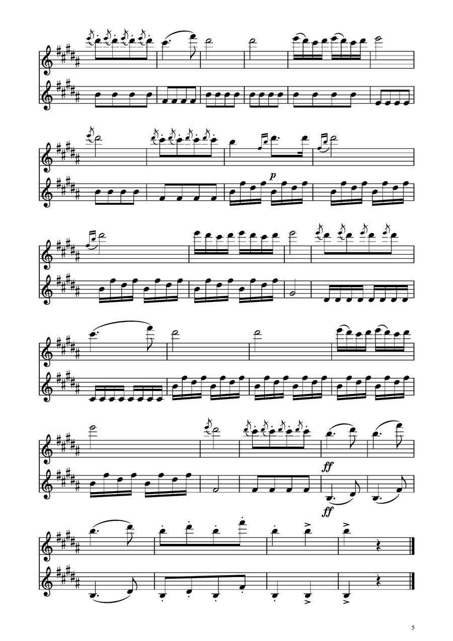 Turkish March - Clarinet and Bass Clarinet Duet Clarinet Duet scores gallery preview page 5