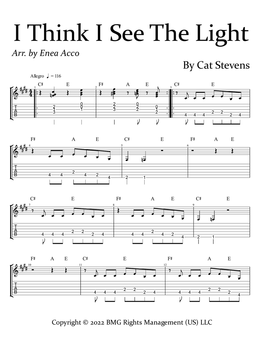 I Think I See The Light I Think I See The Light Piano scores gallery preview page 1