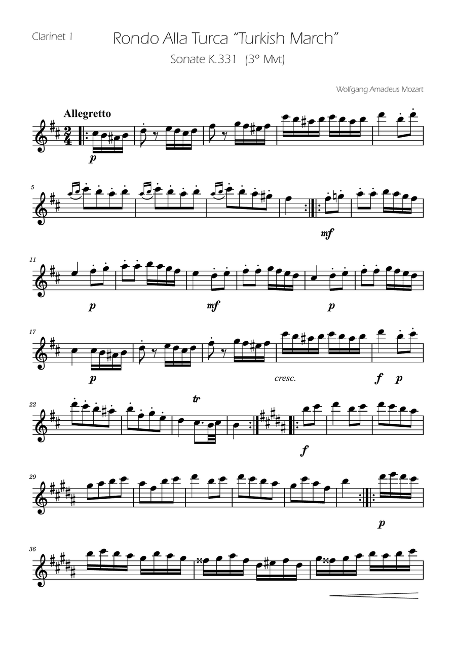 Turkish March - Clarinet Duet Clarinet Duet scores gallery preview page 6