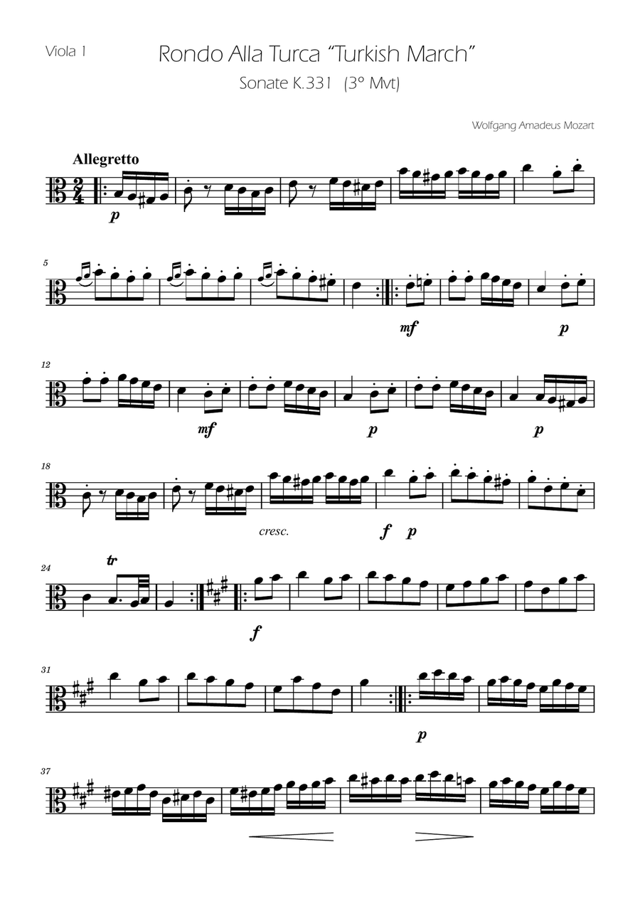 Turkish March - Viola Duet String Duet scores gallery preview page 6