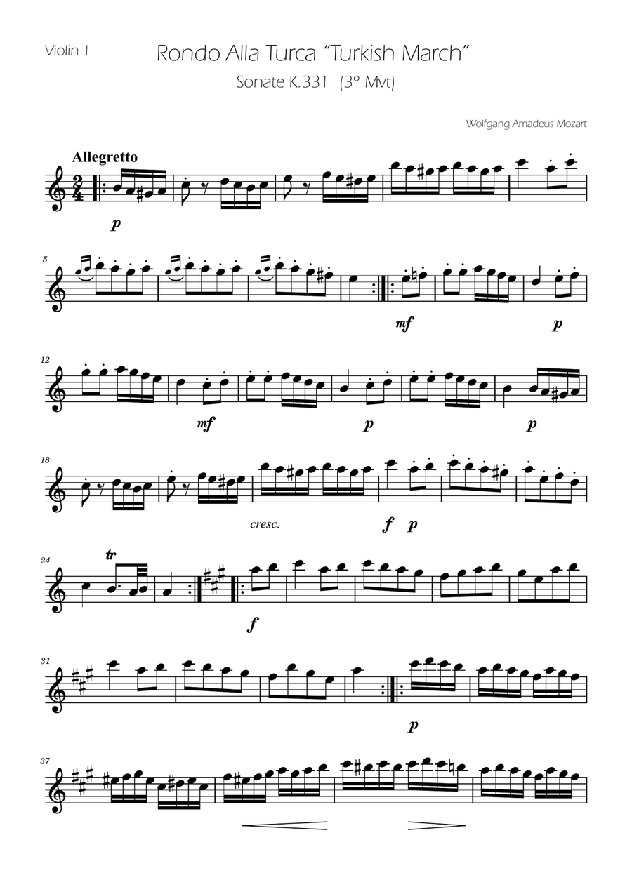 Turkish March - Violin Duet String Duet scores gallery preview page 6