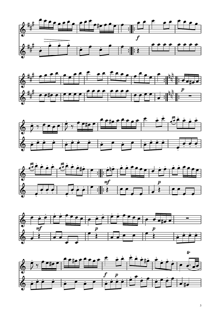 Turkish March - Flute and Oboe Duet Woodwind Duet scores gallery preview page 3
