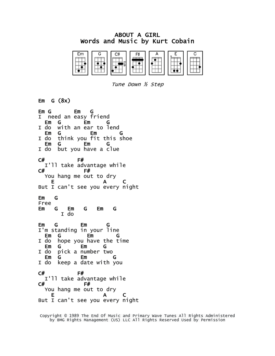 About A Girl About A Girl Ukulele scores gallery preview page 1