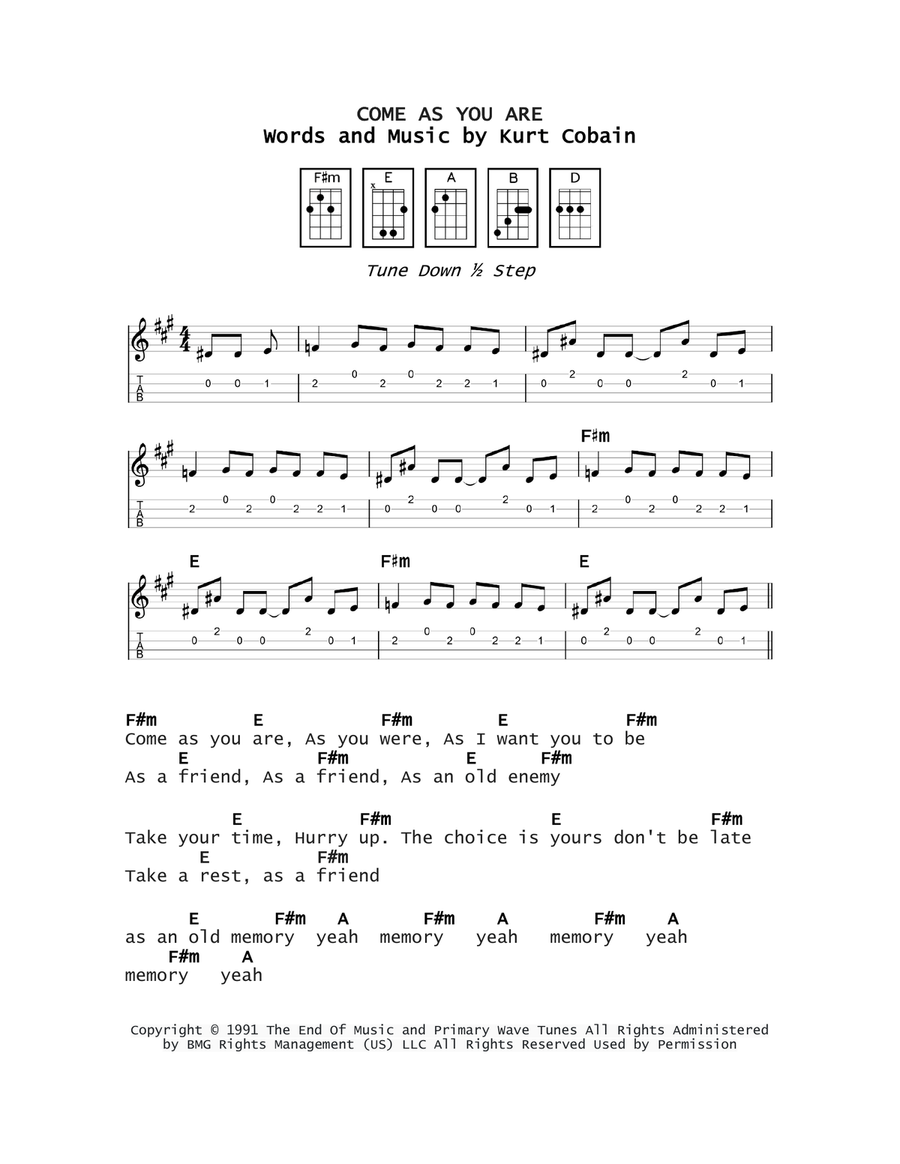 Come As You Are Come As You Are Ukulele scores gallery preview page 1