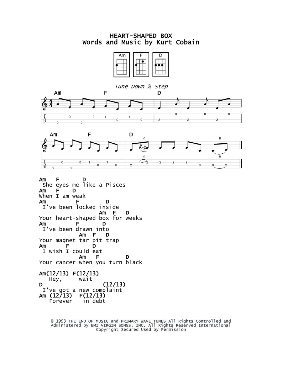 Heart Shaped Box Heart Shaped Box Ukulele scores gallery preview page 1