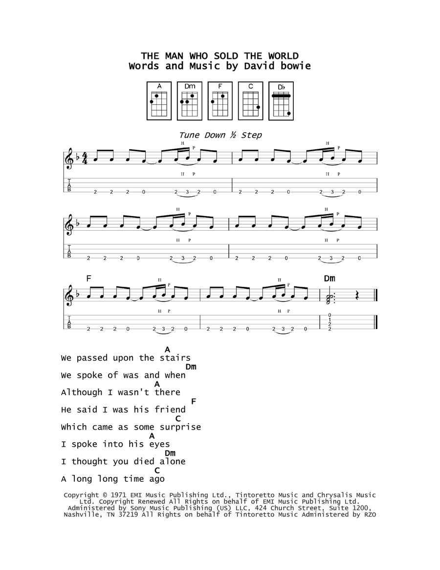 The Man Who Sold The World Ukulele scores gallery preview page 1