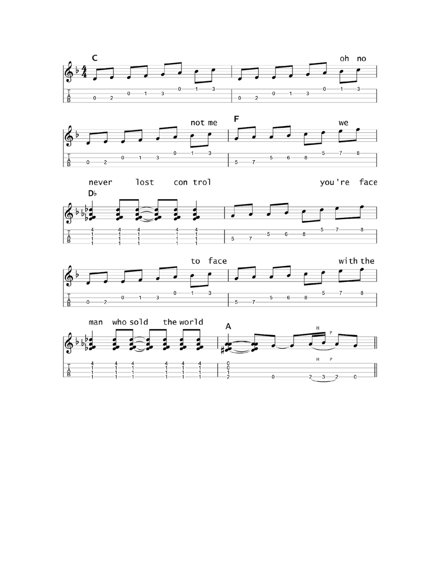 The Man Who Sold The World Ukulele scores gallery preview page 2