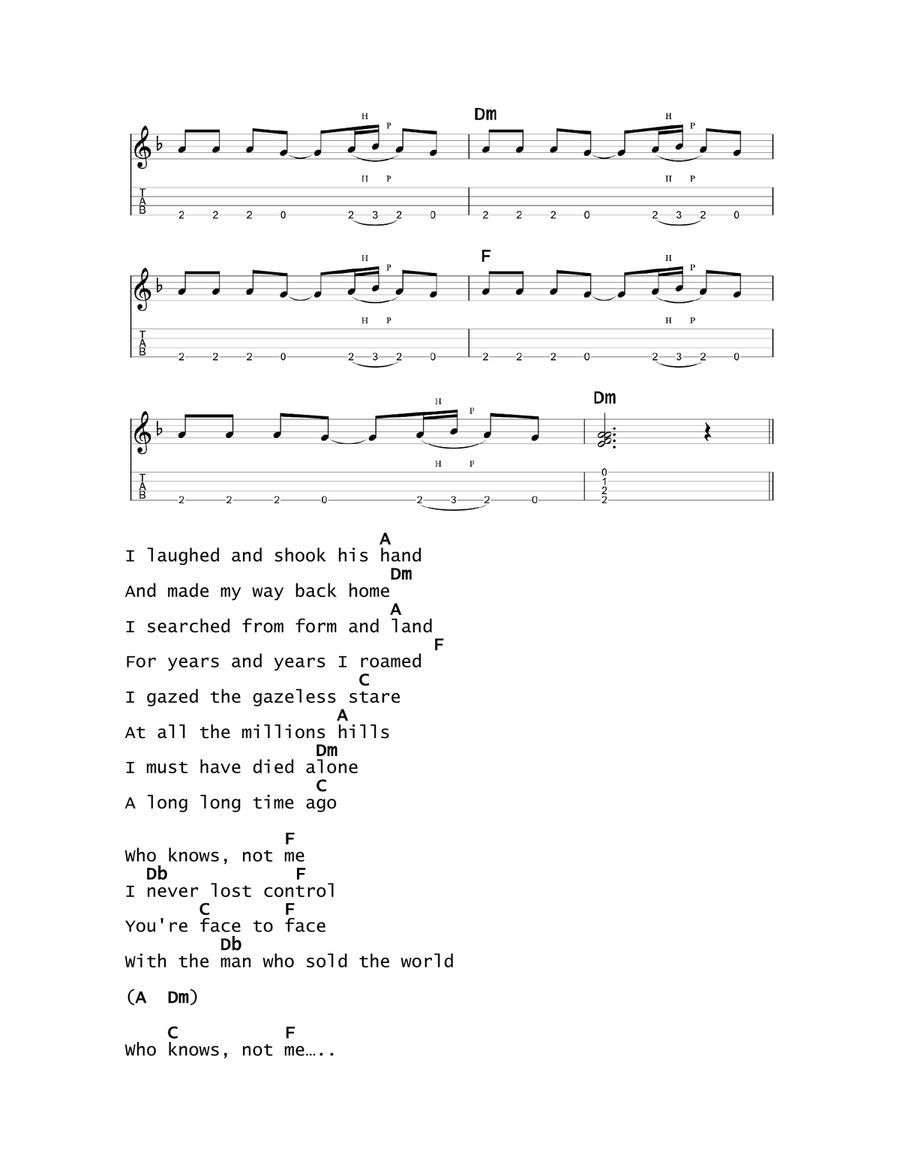 The Man Who Sold The World Ukulele scores gallery preview page 3