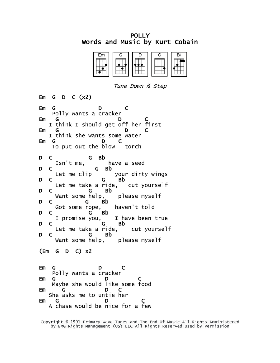 (New Wave) Polly (New Wave) Polly Ukulele scores gallery preview page 1