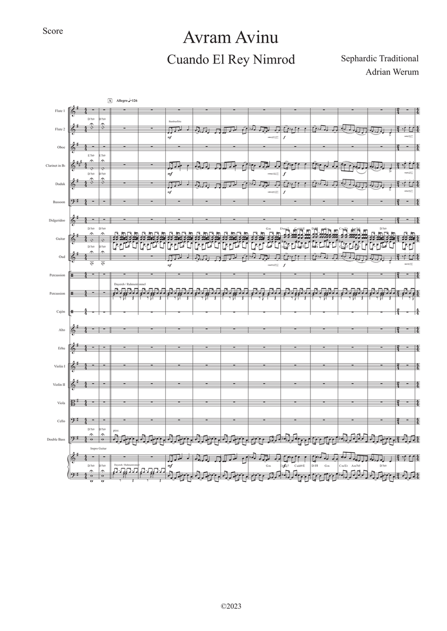 Avraham Avinu ( Cuando El Rey Nimrod ) Chamber Orchestra scores gallery preview page 1
