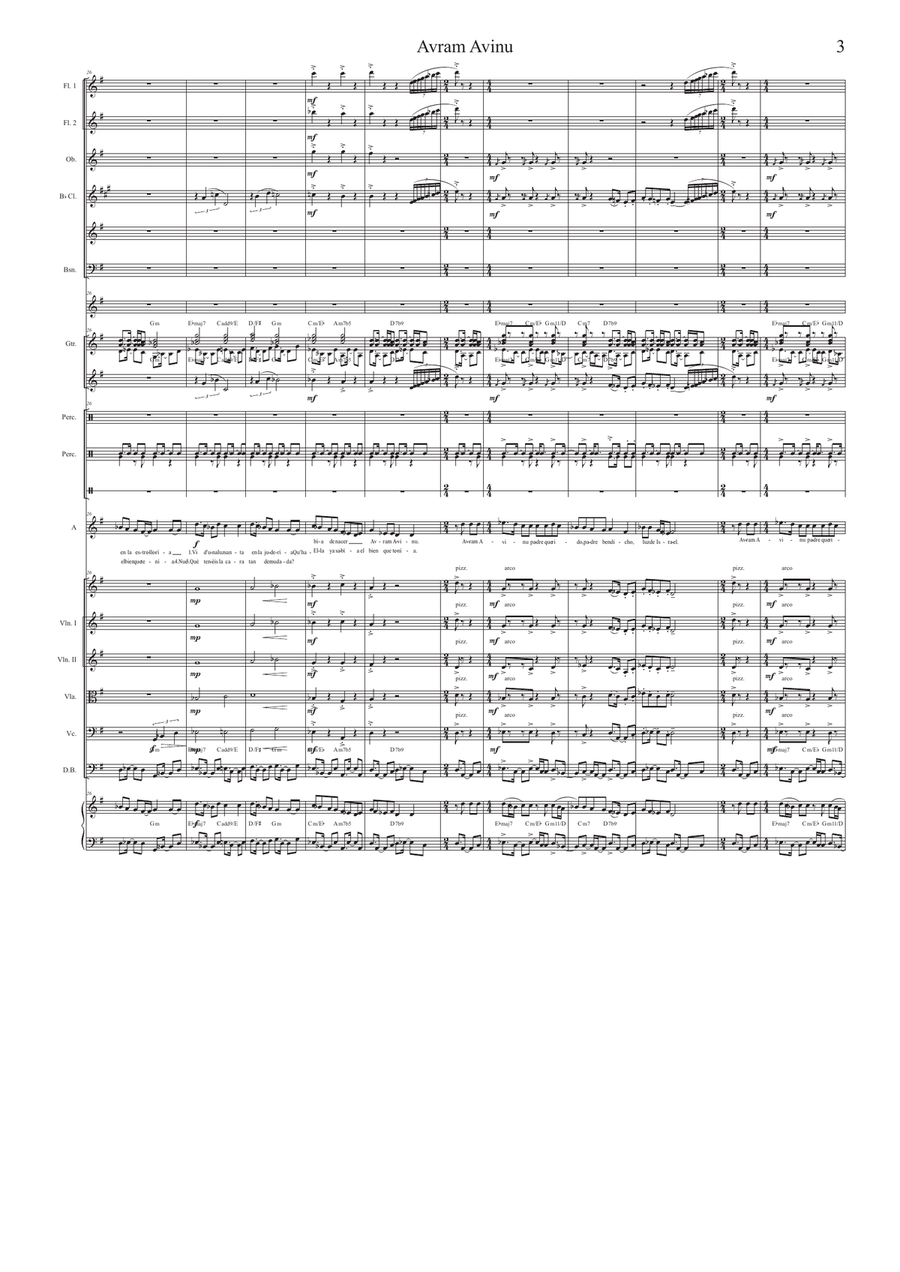 Avraham Avinu ( Cuando El Rey Nimrod ) Chamber Orchestra scores gallery preview page 3