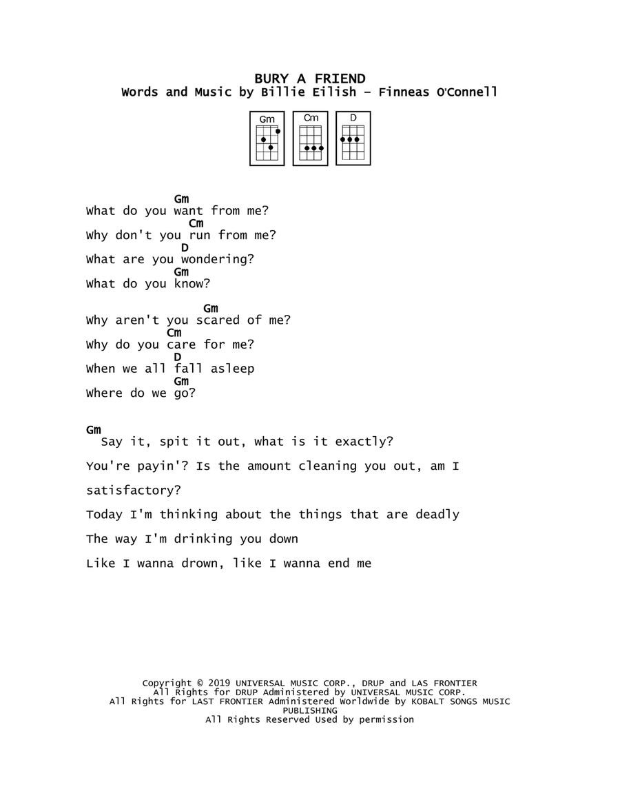 Bury A Friend Bury A Friend Ukulele scores gallery preview page 1
