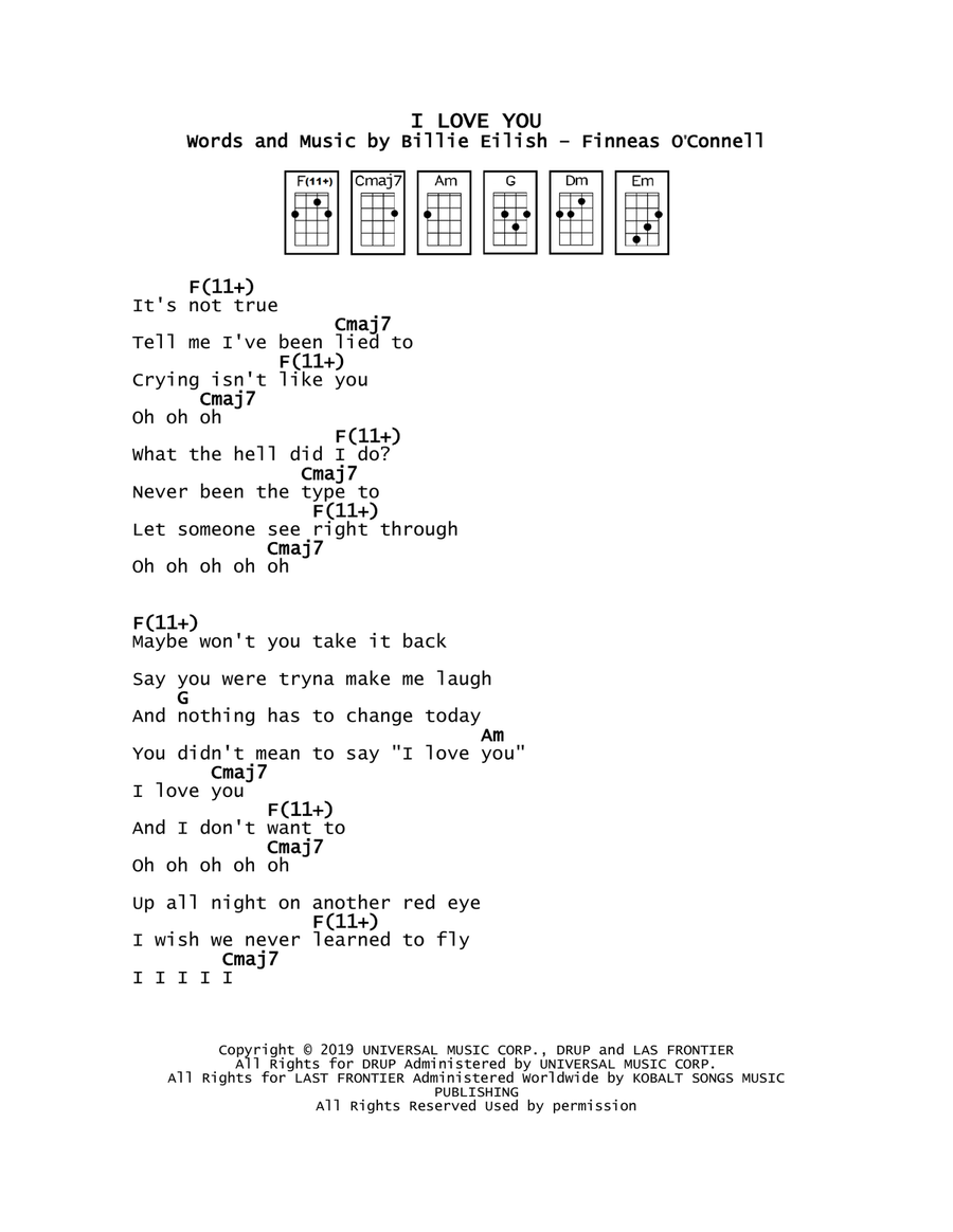 I Love You I Love You Ukulele scores gallery preview page 1