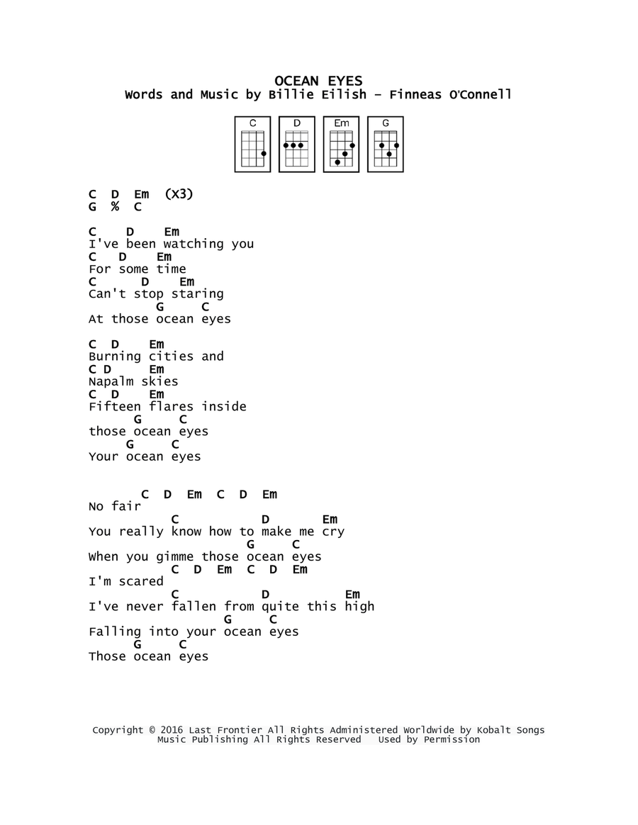 Ocean Eyes Ocean Eyes Ukulele scores gallery preview page 1