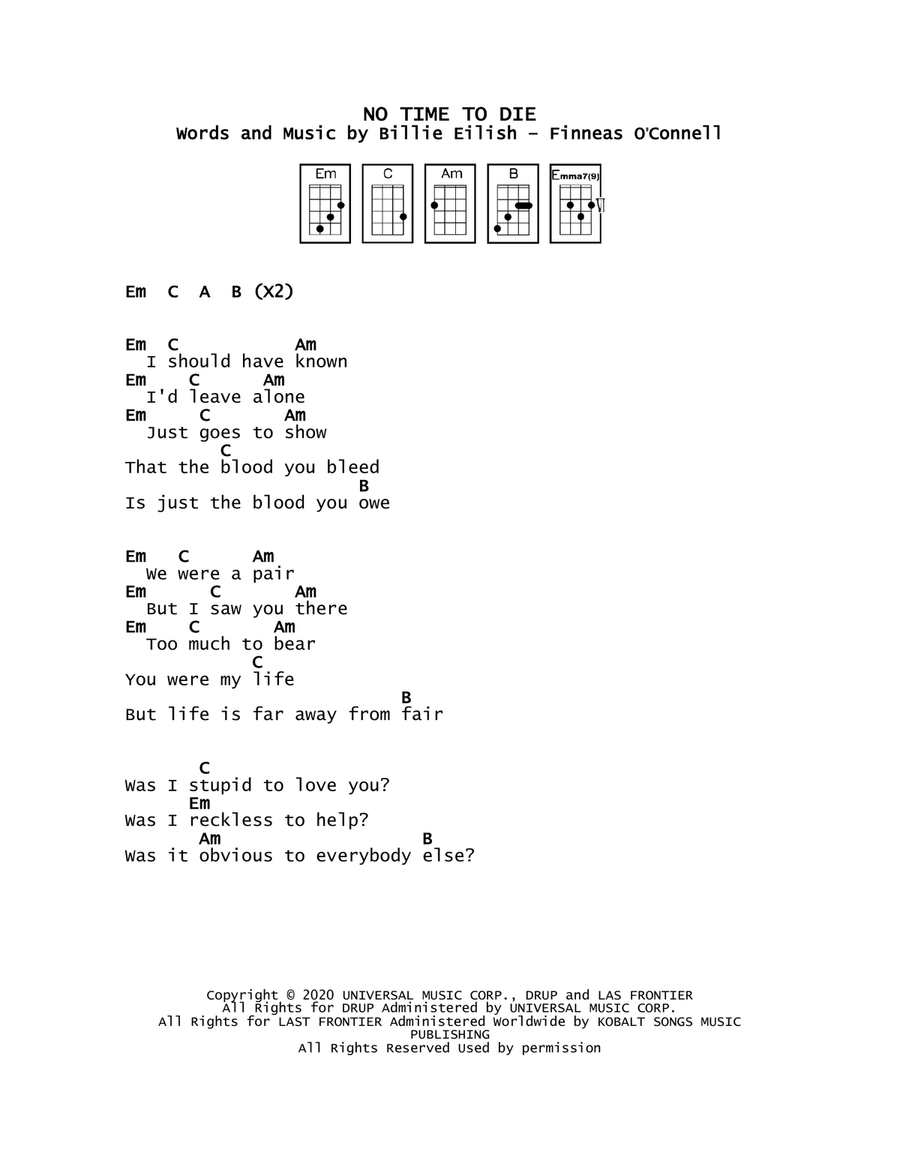 No Time To Die Ukulele scores gallery preview page 1