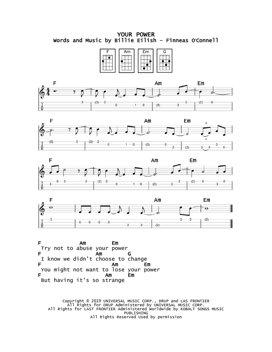 Your Power Your Power Ukulele scores gallery preview page 1