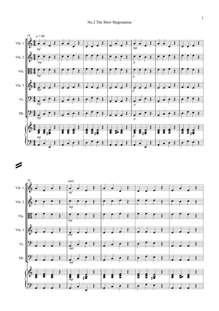 3 Dinosaur Pieces for String Orchestra String Orchestra scores gallery preview page 3