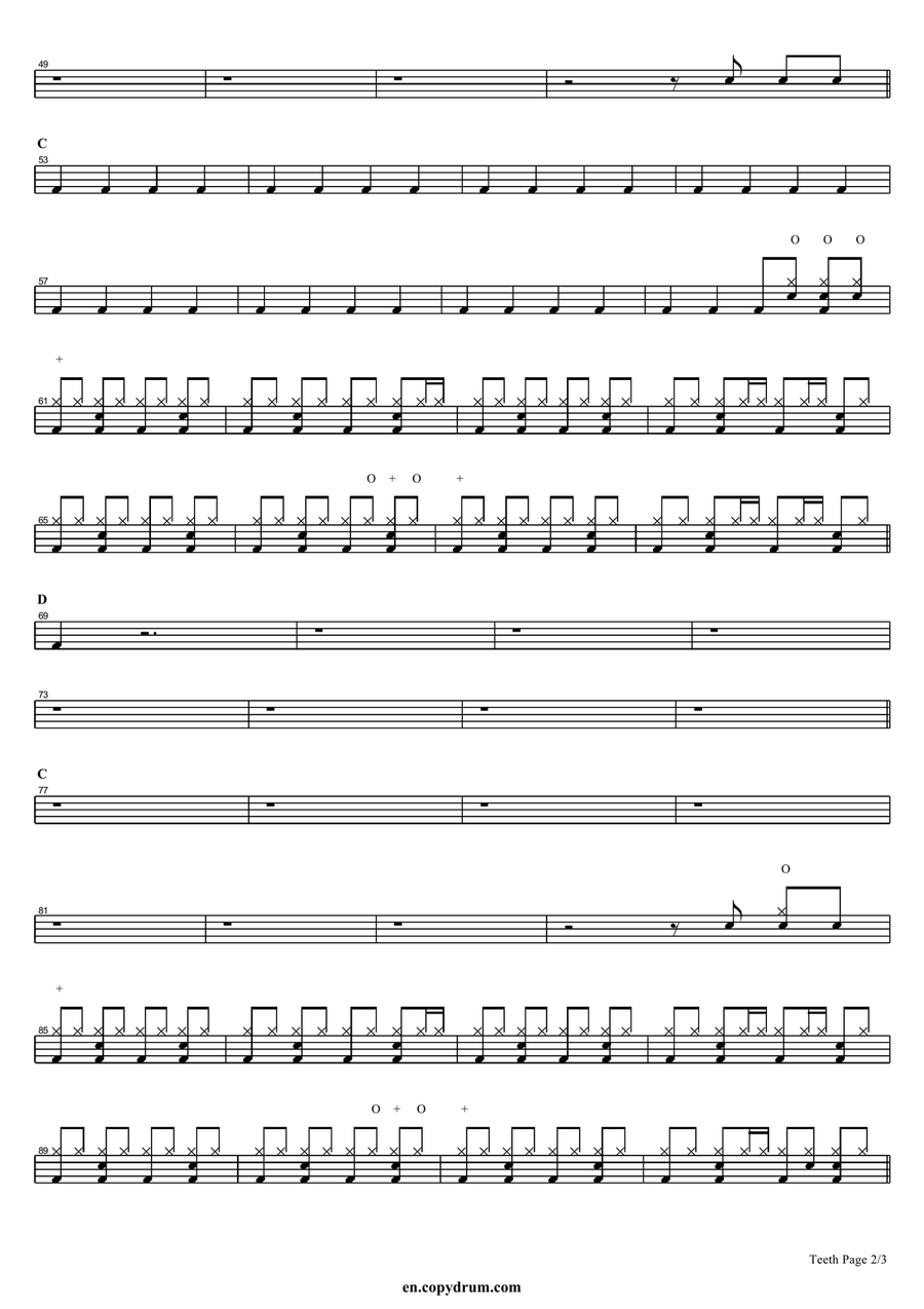 Teeth Teeth Drum Set scores gallery preview page 2