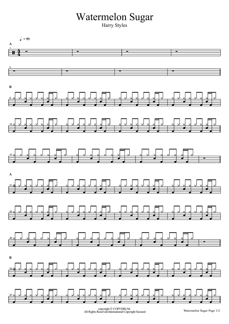 Watermelon Sugar Watermelon Sugar Drum Set scores gallery preview page 1