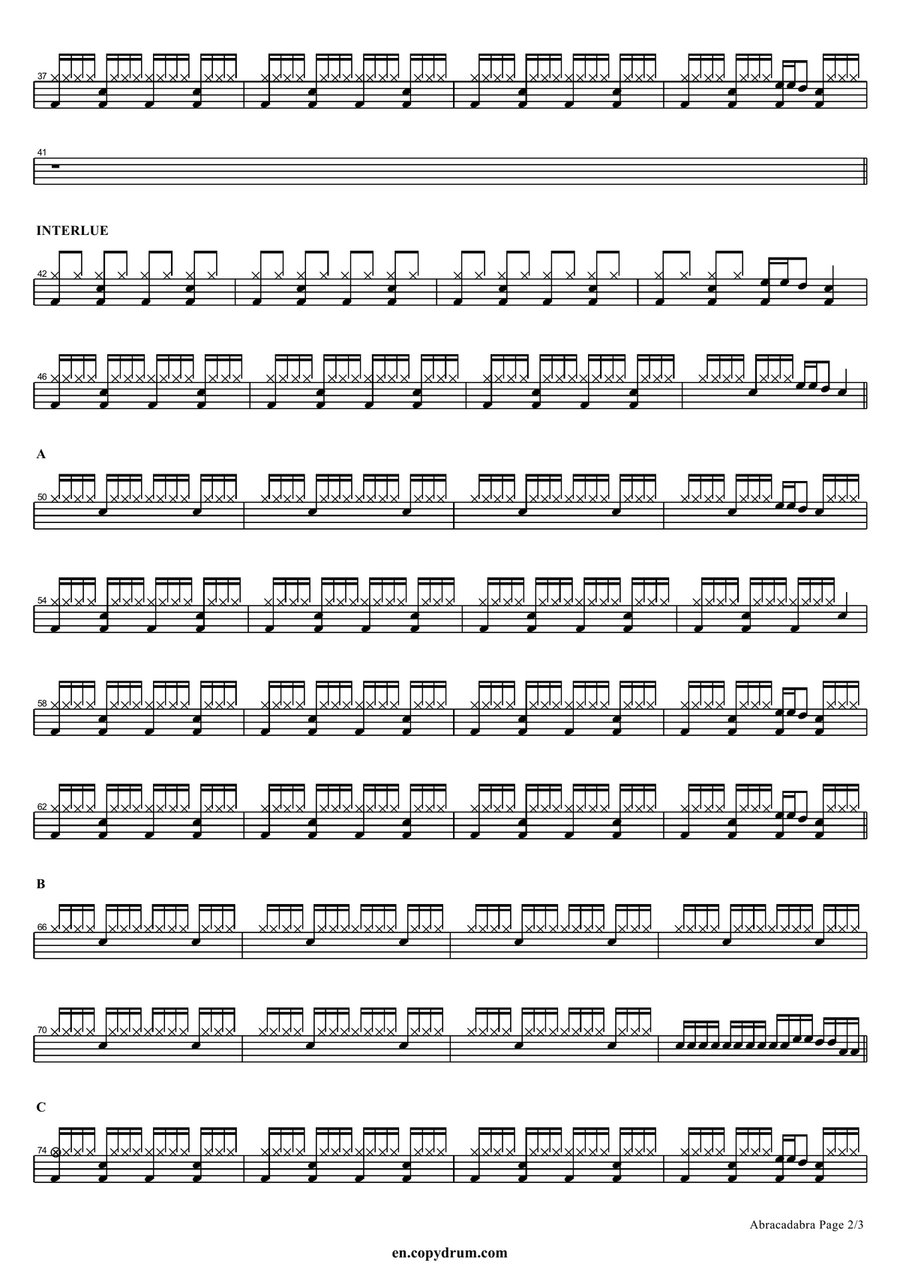 Abracadabra Abracadabra Drum Set scores gallery preview page 2