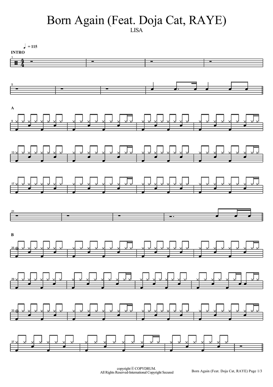 Born Again Born Again Drum Set scores gallery preview page 1