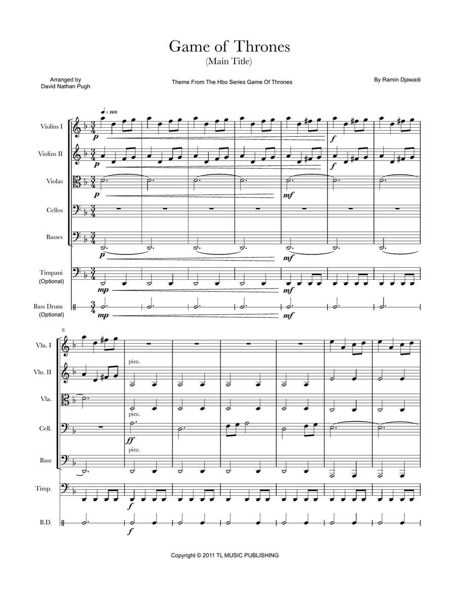 Game Of Thrones String Orchestra scores gallery preview page 1