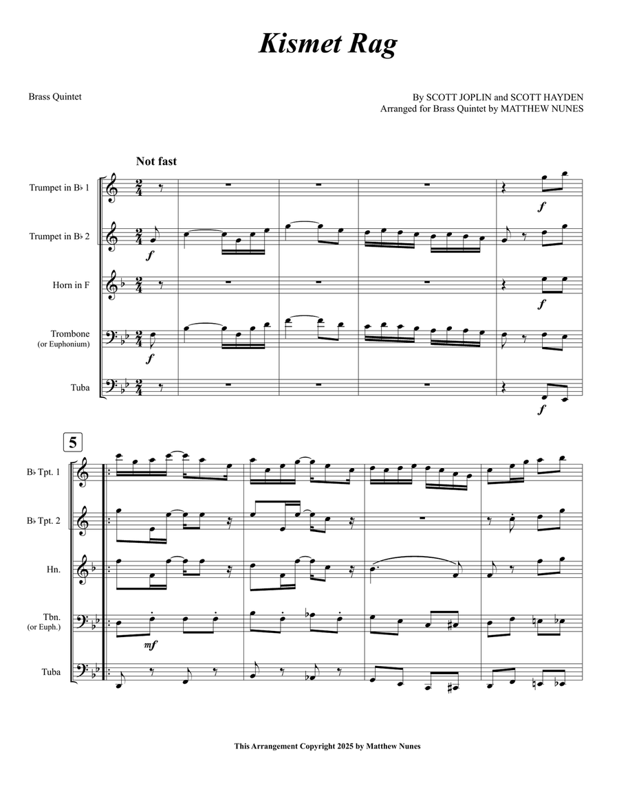 Kismet Rag Kismet Rag Brass Quintet scores gallery preview page 1