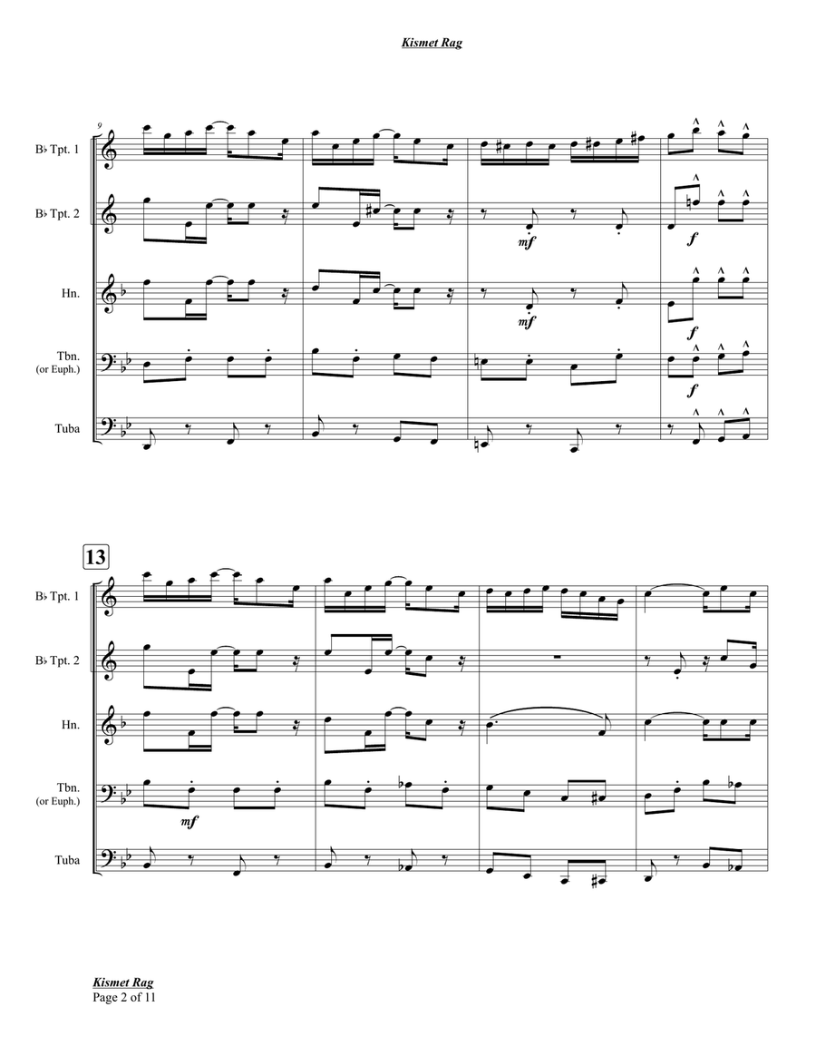 Kismet Rag Kismet Rag Brass Quintet scores gallery preview page 2