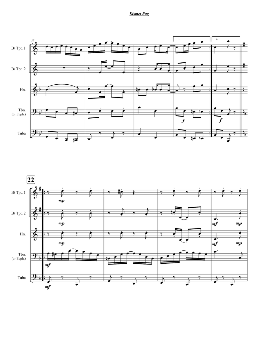 Kismet Rag Kismet Rag Brass Quintet scores gallery preview page 3