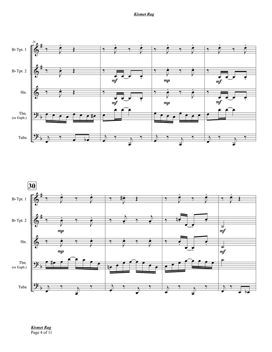 Kismet Rag Kismet Rag Brass Quintet scores gallery preview page 4