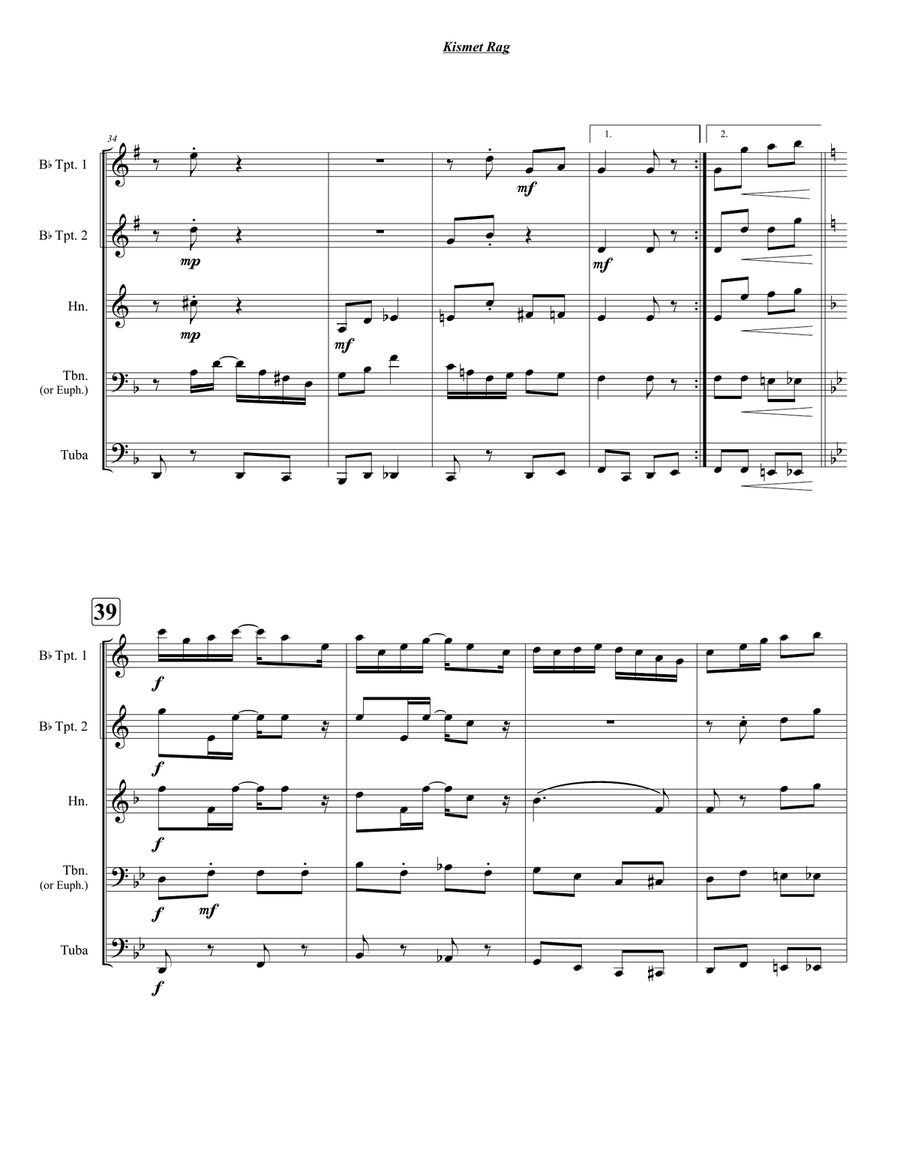 Kismet Rag Kismet Rag Brass Quintet scores gallery preview page 5