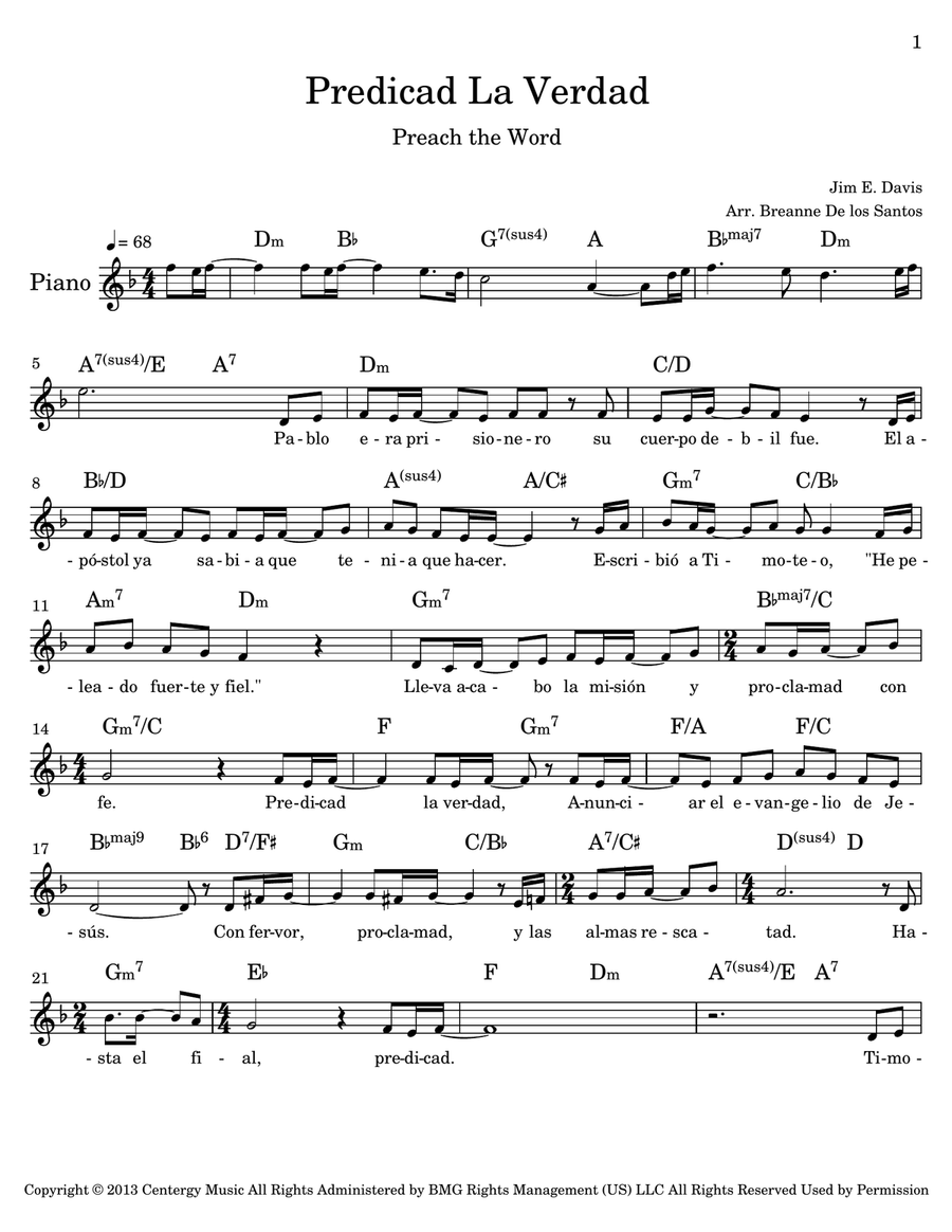 Preach The Word Piano Solo scores gallery preview page 1