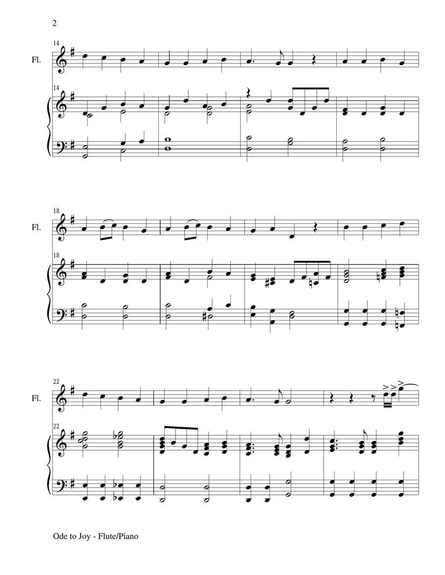 2 PAK HYMN SERIES!, Ode to Joy & Nearer My God to Thee, Flute & Piano (Score & Parts) Flute scores gallery preview page 3